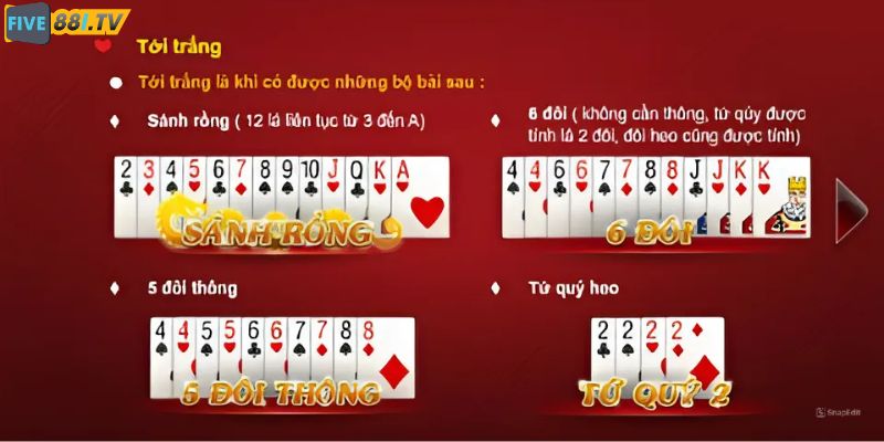 Tìm hiểu luật tới trắng trong game tiến lên miền Nam 